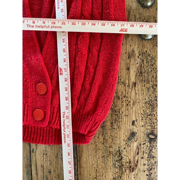 Vintage OHI Womens Red Cable Knit Cardigan Sweater Vest Size S Acrylic 1990s - Picture 6 of 6